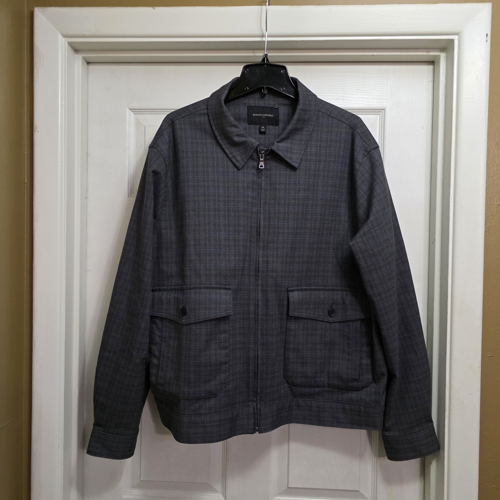 Banana Republic Men's Dark Gray Plaid Jacket